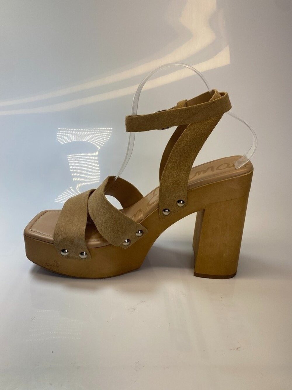 Sam Edelman Women's Leather Rosalind Strap Sesame Wooden Heel Sandal Sz 10 - Picture 9 of 11